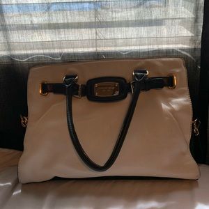 Michael Kors Black and White Leather Shoulder Bag